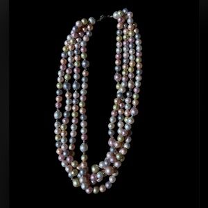 Multi-Color Pearl Multi-Strand Necklace